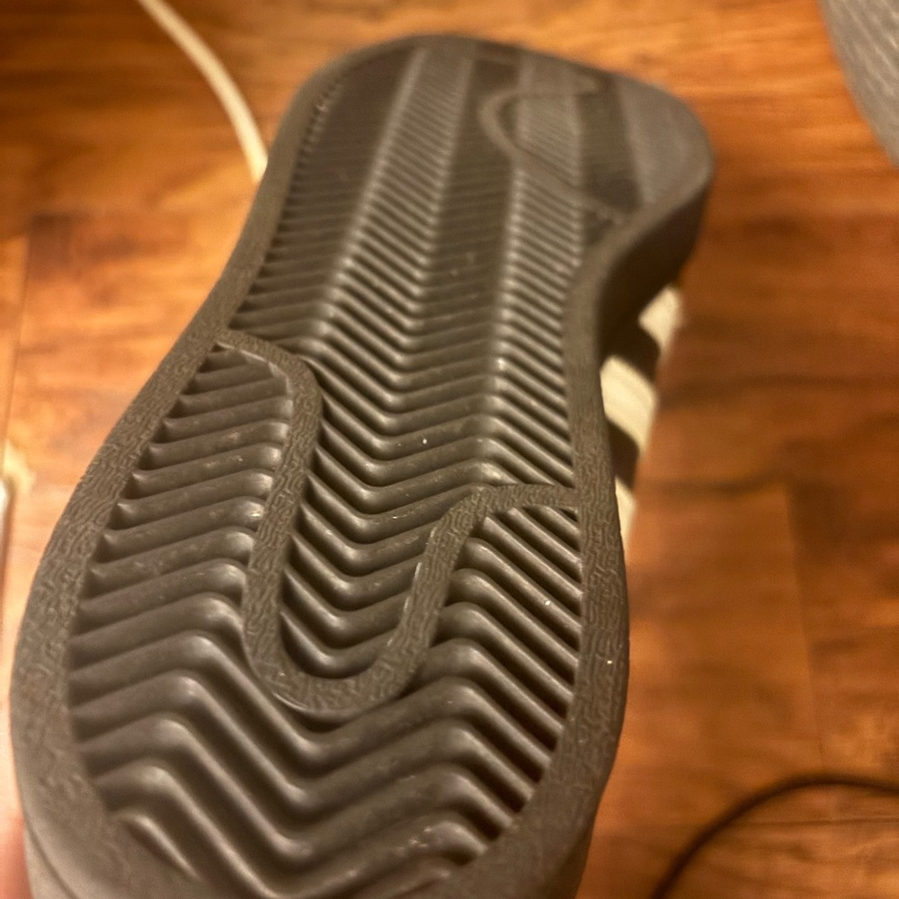 Adidas Black and White Superstar Striped Sole Shoes
